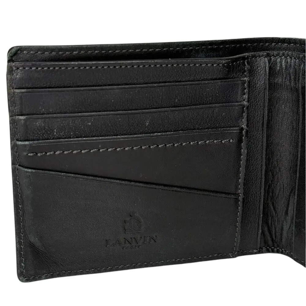 Lanvin Paris Leather Bi-fold Wallet with Coin Pocket Designer Mens